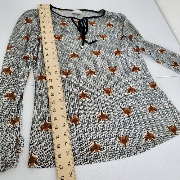A Collection Lojas Renner Womens Fox Print Novelty Blouse Size P (US S) Keyhole - Picture 11 of 12